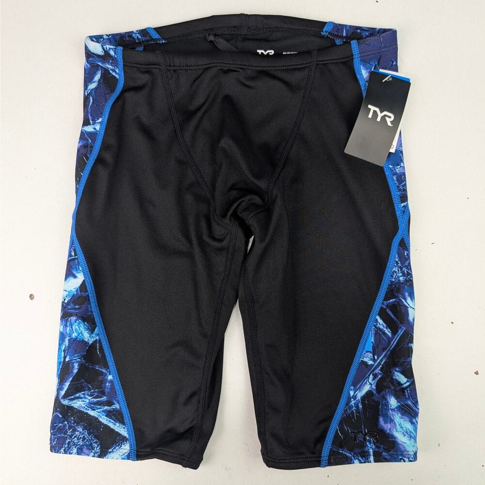 TYR Men's 30 Small Swim Jammers - Black/Blue Ice